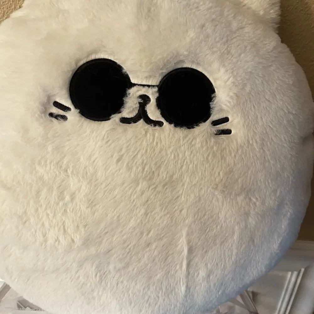Cute White Cat Gojo Plush with Sunglasses